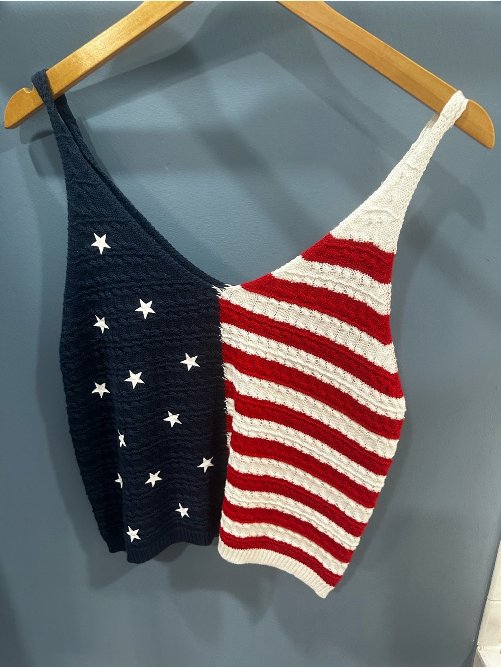 moon & madison Red, White & Navy American Flag Knit Tank